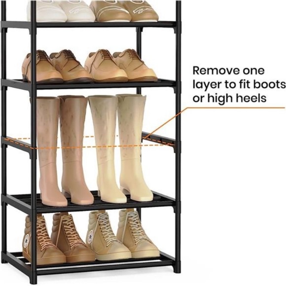 Narrow 10 Tiers Tall Shoe Rack for Entryway 20-24 Pairs Shoe and Boots Organizer - Picture 2 of 6